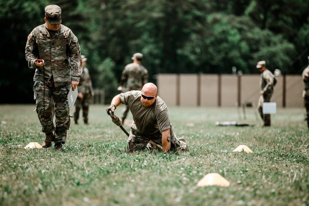 A Soldier Training on a Field
