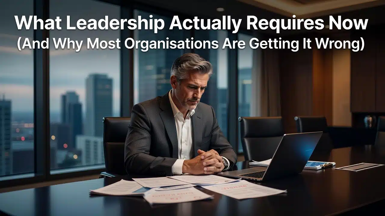 Professional header image for industry analysis: What Leadership Actually Requires Now (And Why Most Organ...