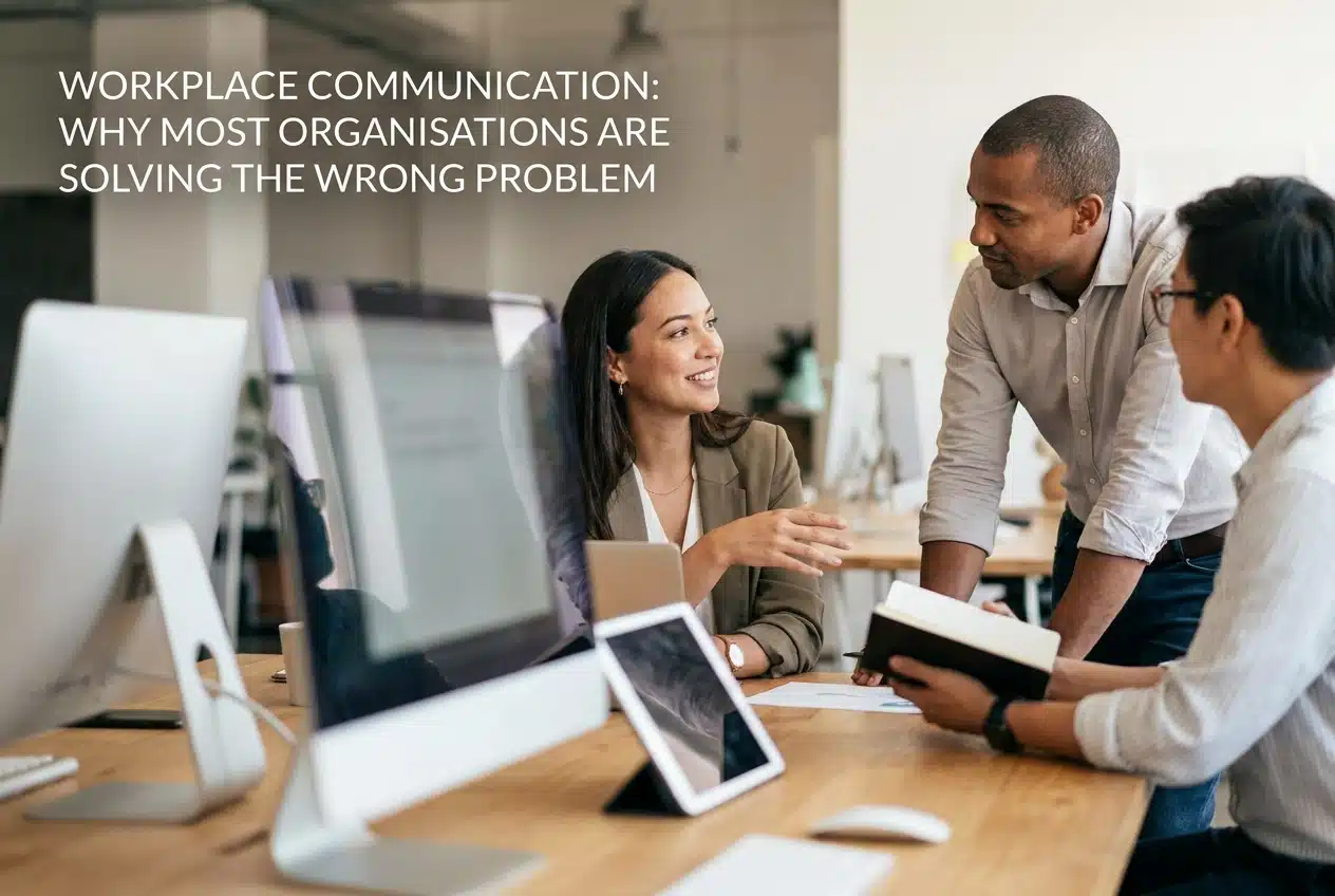 Professional header image for industry analysis: Workplace Communication: Why Most Organisations Are Solvi...
